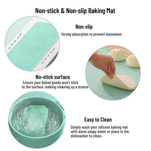 SKEAP anti-slip kneading mat bottom view showing stable kneading surface