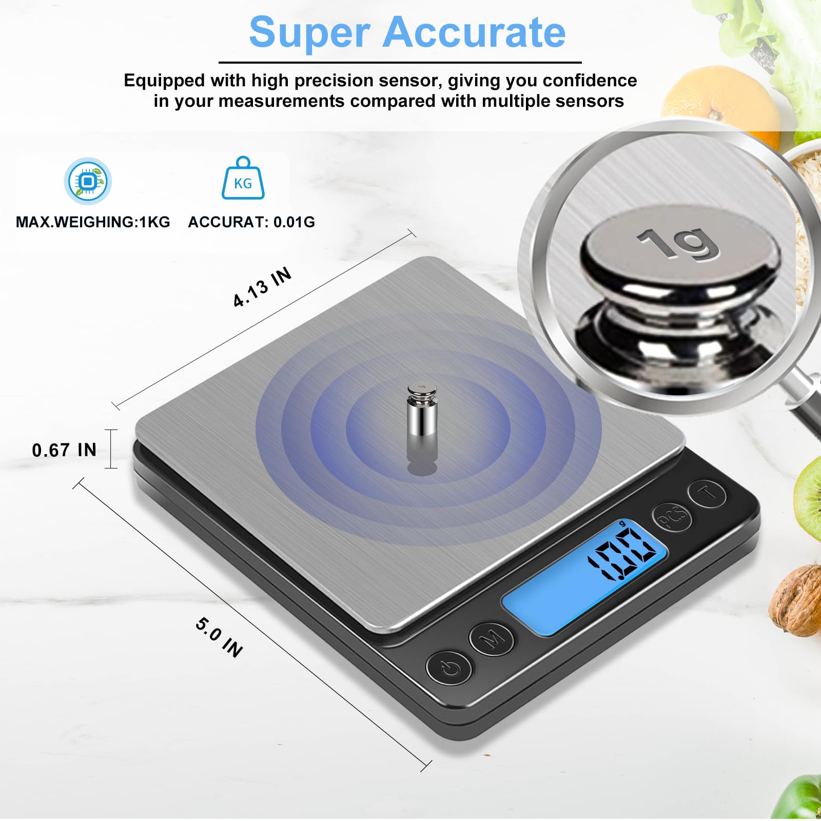 SKEAP Gram Scale 0.01g precision for tiny measurements