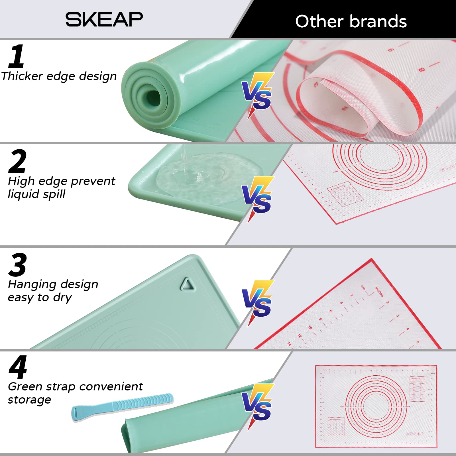 SKEAP heat-resistant mat oven-safe silicone for pastries and dough