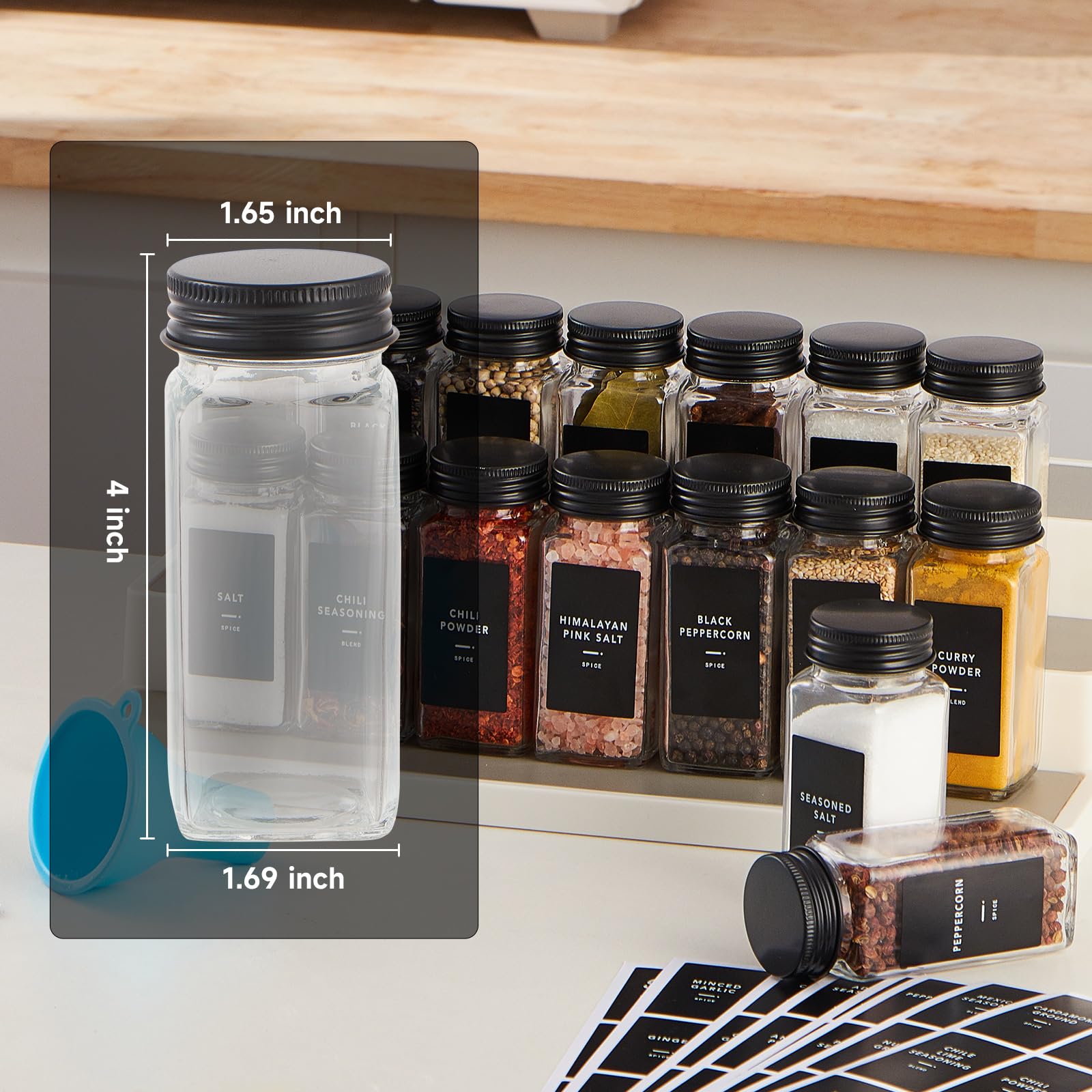 Skiileor label set and chalk pen for easy spice labeling.