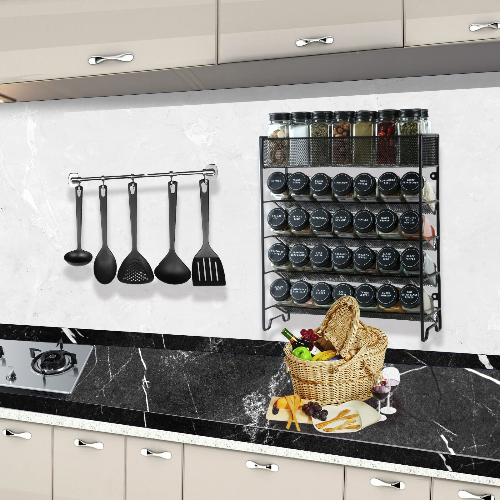 Skiileor tilted 5-tier design maximizes cabinet space and visibility.