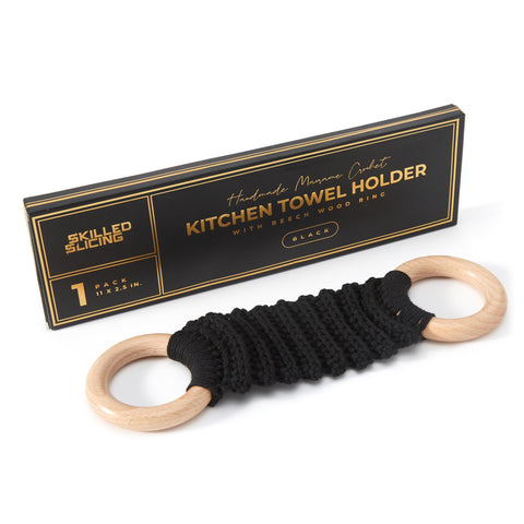 SKILLEDSLICING crochet towel holder end rings keep towels secure and ready.