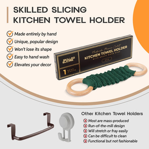 SKILLEDSLICING handwoven cotton towel holder demonstrates sturdy everyday use.