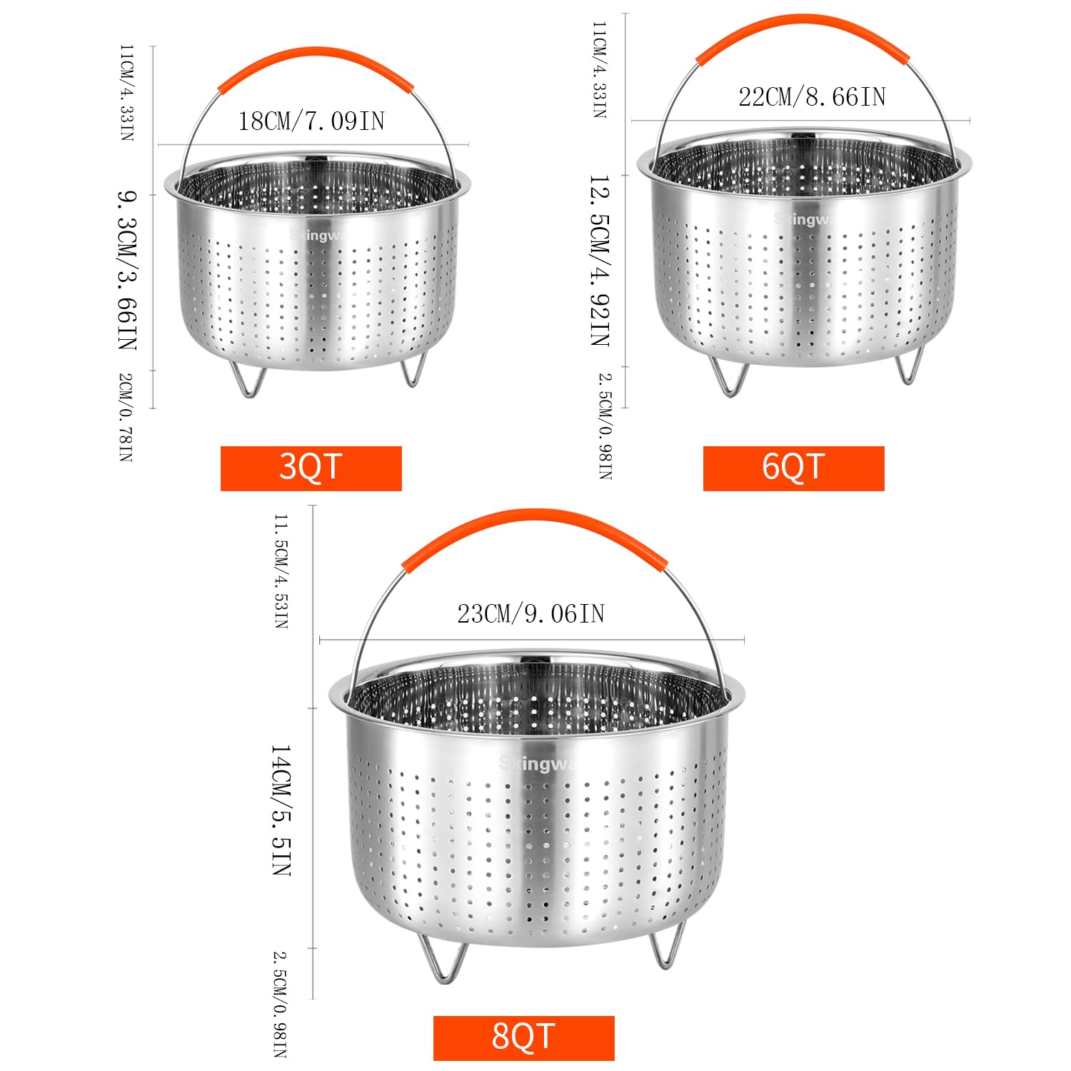 Skingwa compact-storage steamer basket neatly nested in a cabinet.