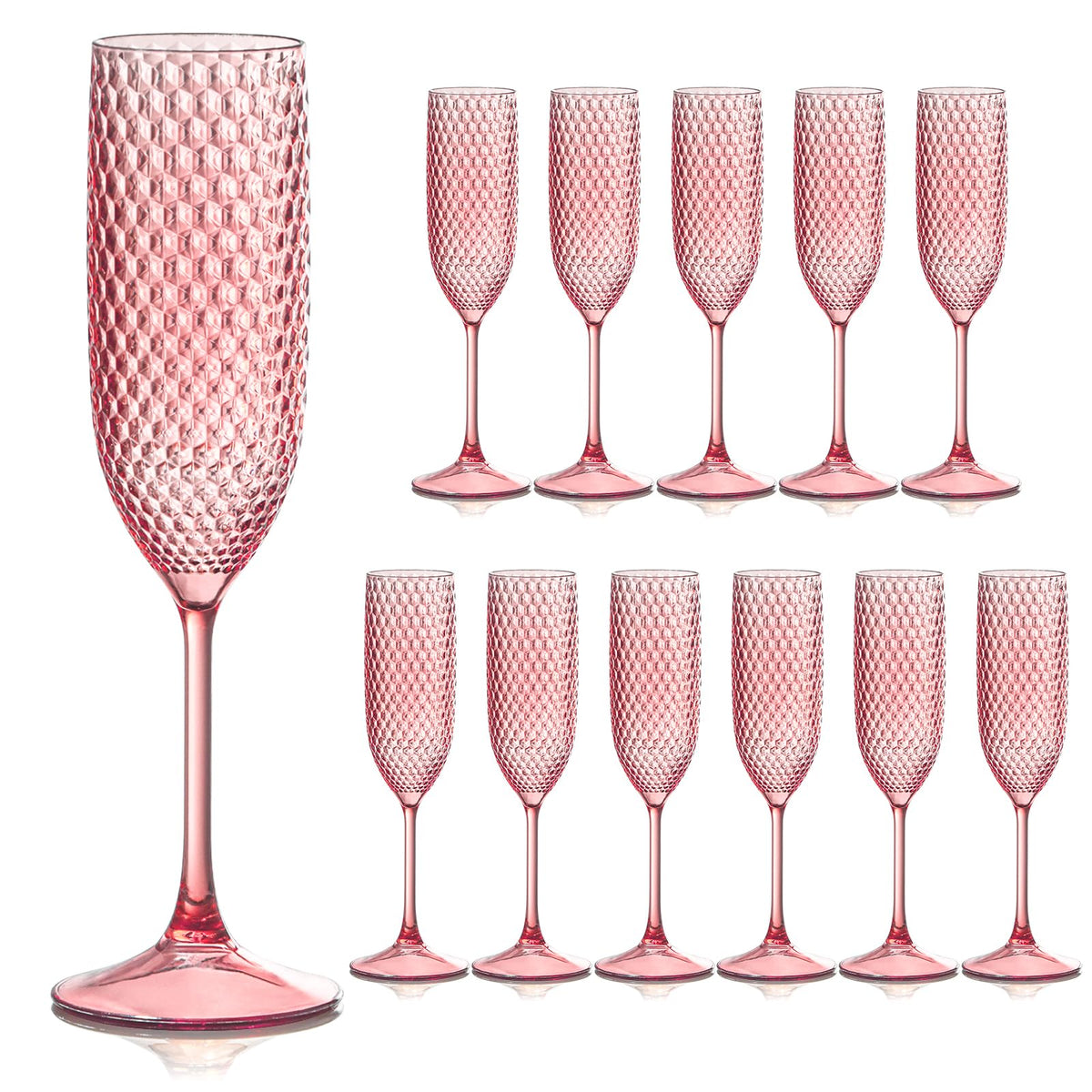 SKLENICE pink 12 pack plastic champagne flutes for elegant toasts at parties