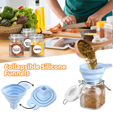 SKOCHE glass jars with airtight hinged lids keep spices fresh.
