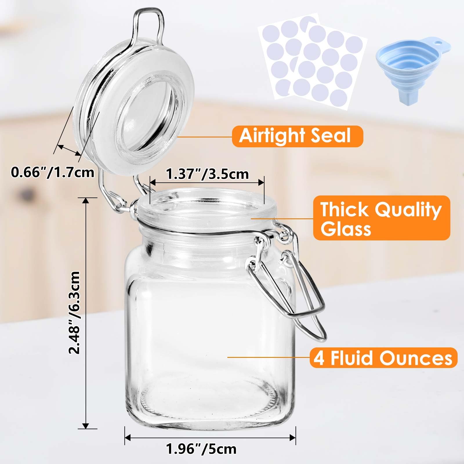SKOCHE 4 oz jars with labels and silicone funnels for easy gifting.