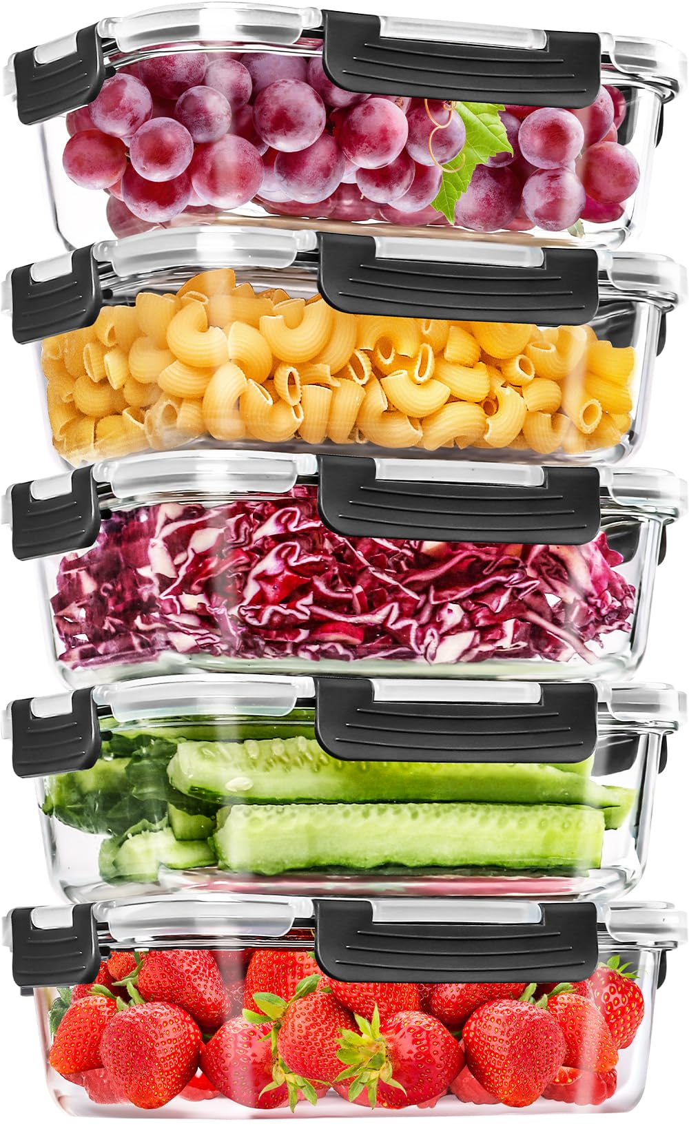 Skroam 36OZ glass container with airtight lids keeps food fresh and leak-free.