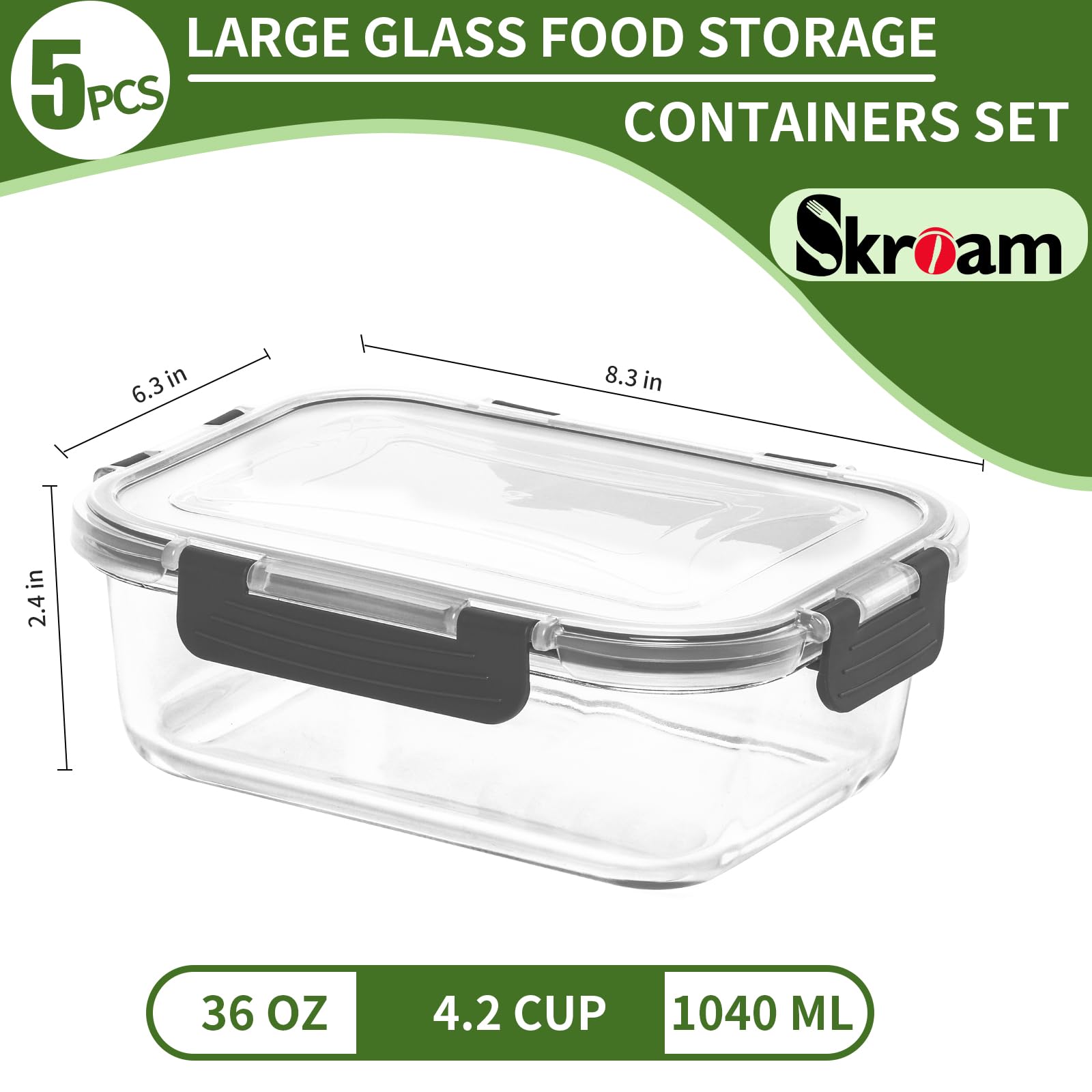 Skroam 5-pack fridge organizers neatly stack leftovers for quick access.