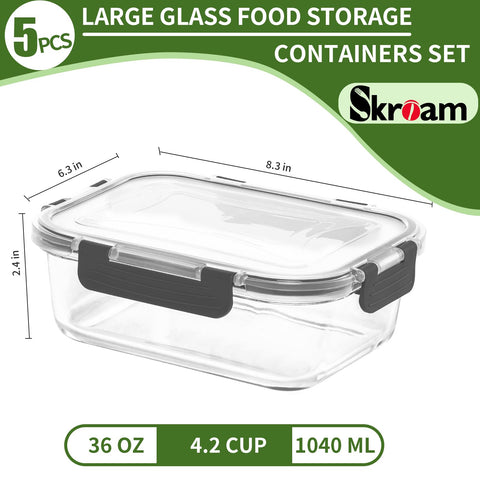 Skroam 5-pack fridge organizers neatly stack leftovers for quick access.