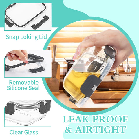 Skroam airtight snap-lock lids sealing in freshness and preventing leaks.