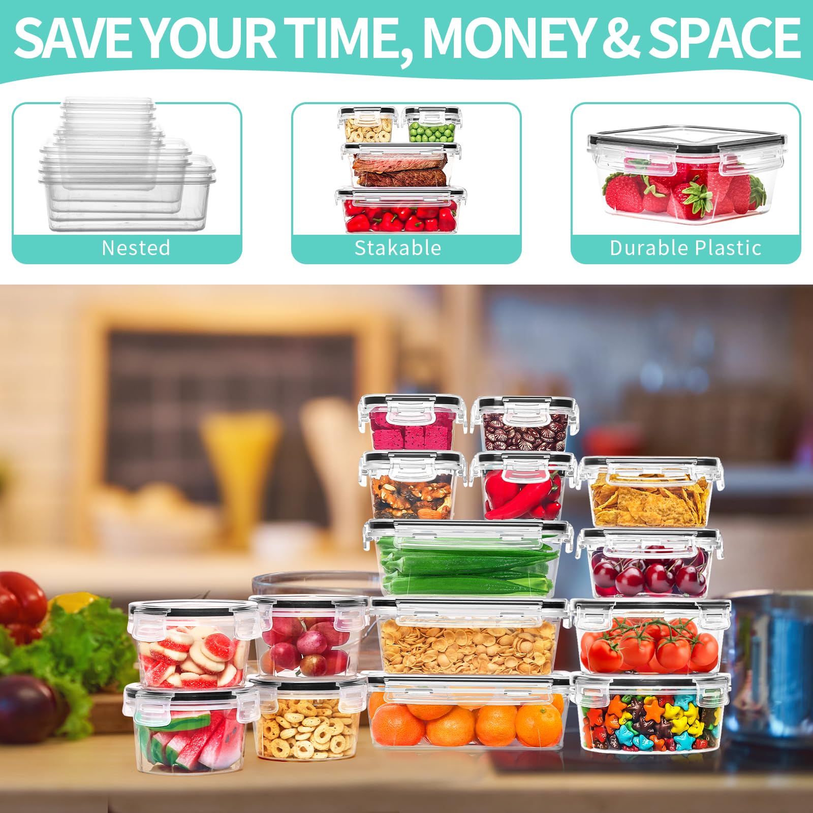 Skroam meal prep containers ready for portioning and planning meals.