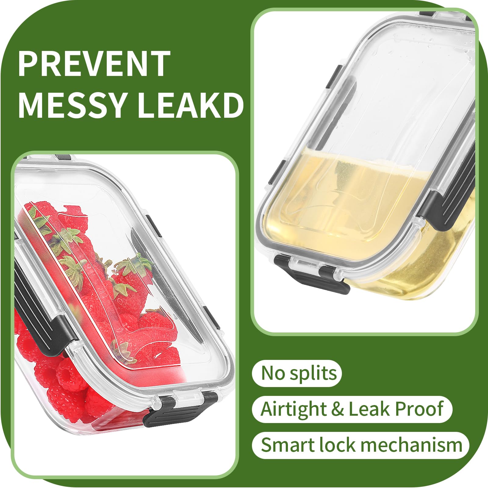 Skroam rectangular glass meal prep container showcases clear borosilicate glass for daily use.