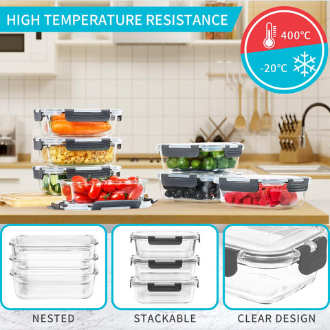 Skroam stackable glass meal prep containers save kitchen space