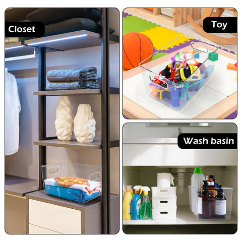 Bathroom storage using SKTKSE bins for clear, organized essentials