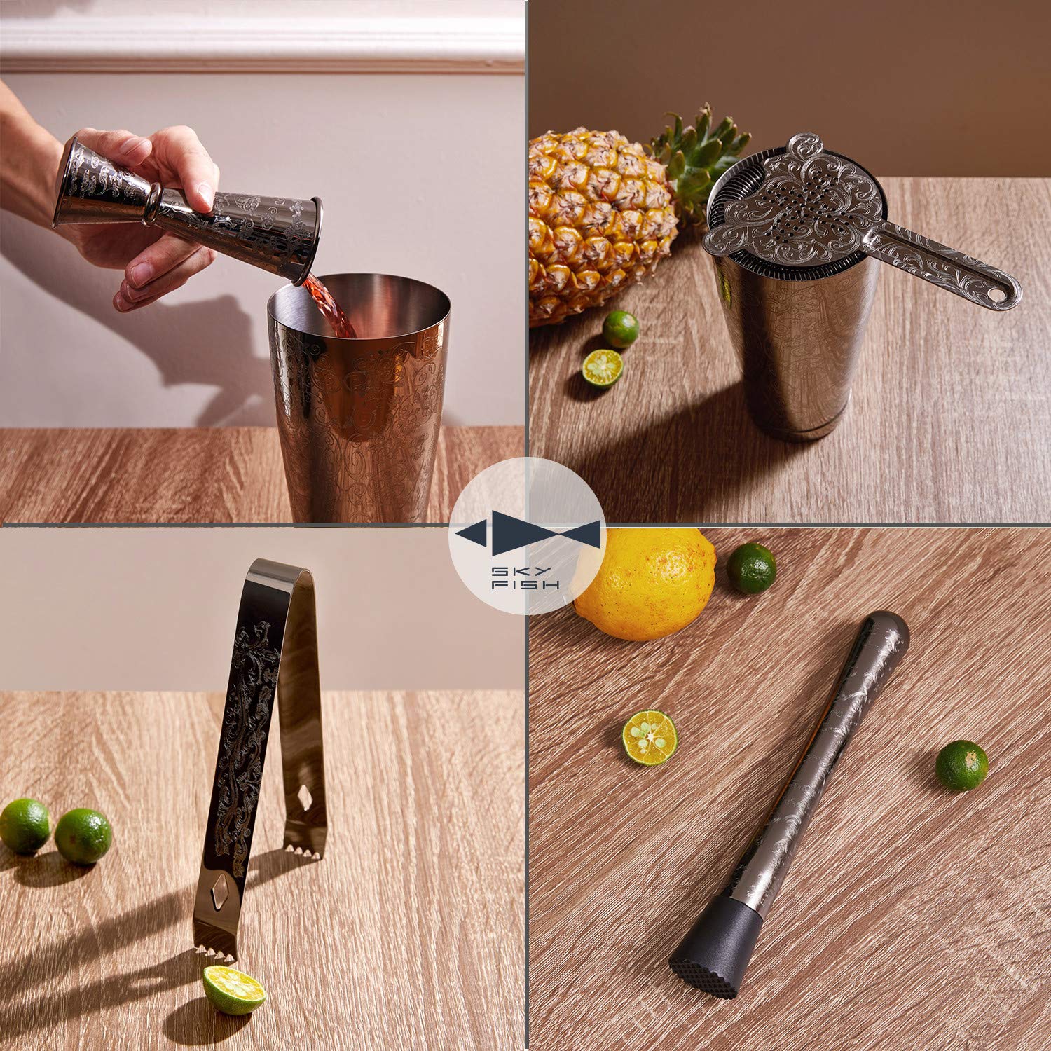 Sky Fish mojito muddler enables fresh muddling for flavorful mojitos.