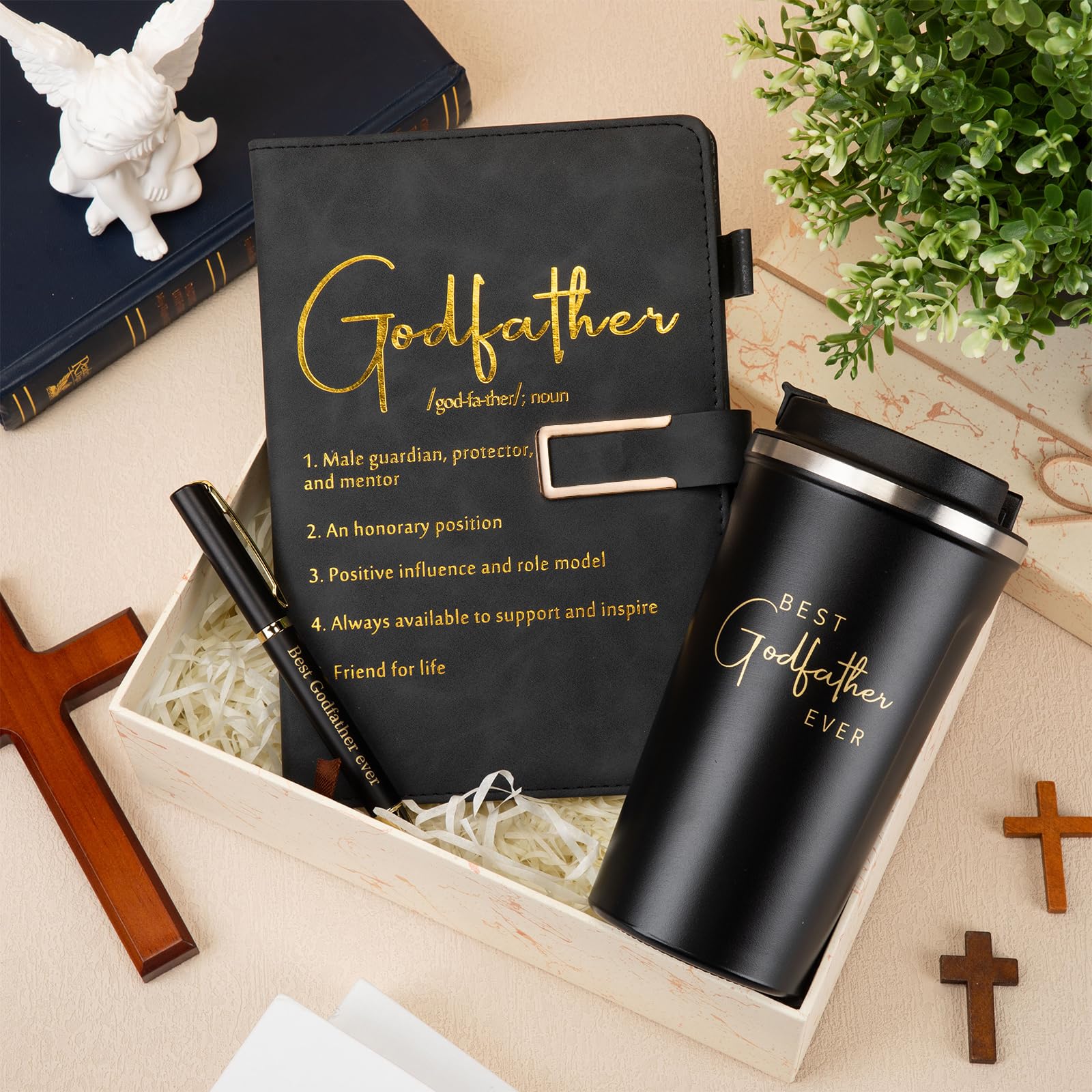 Skybooly godfather gift set displayed with all three items