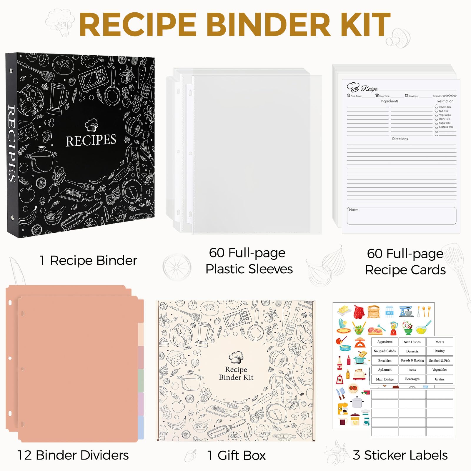 SkyDUE contents pages help you separate dishes by course or family member.
