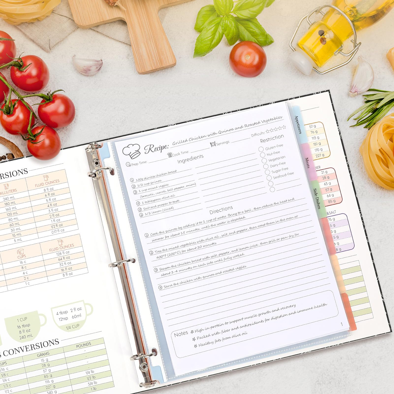 SkyDUE durable binder cover and sleeves shield cherished memories in the kitchen.