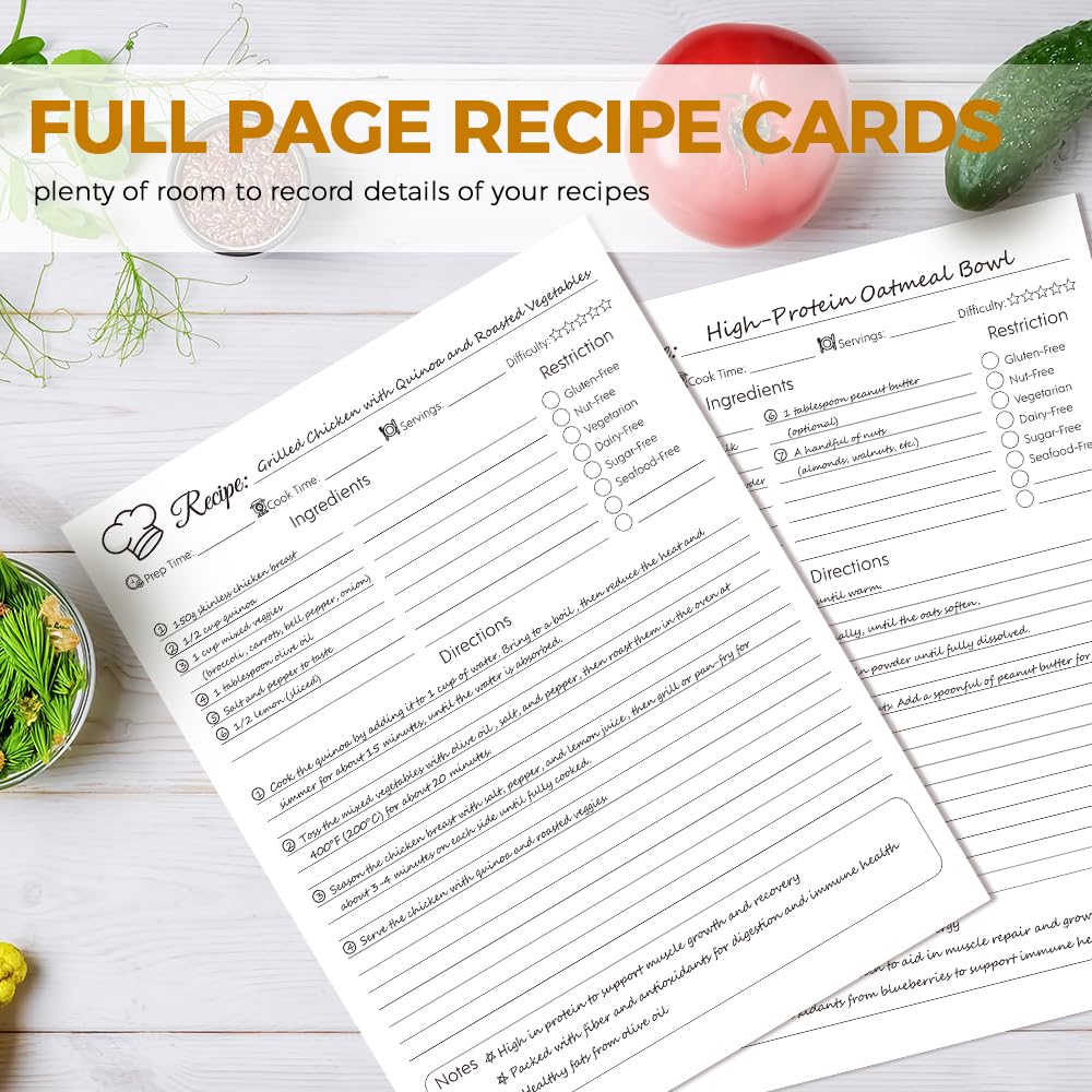 Skydue 3-ring structure keeps pages secure for easy meal planning.
