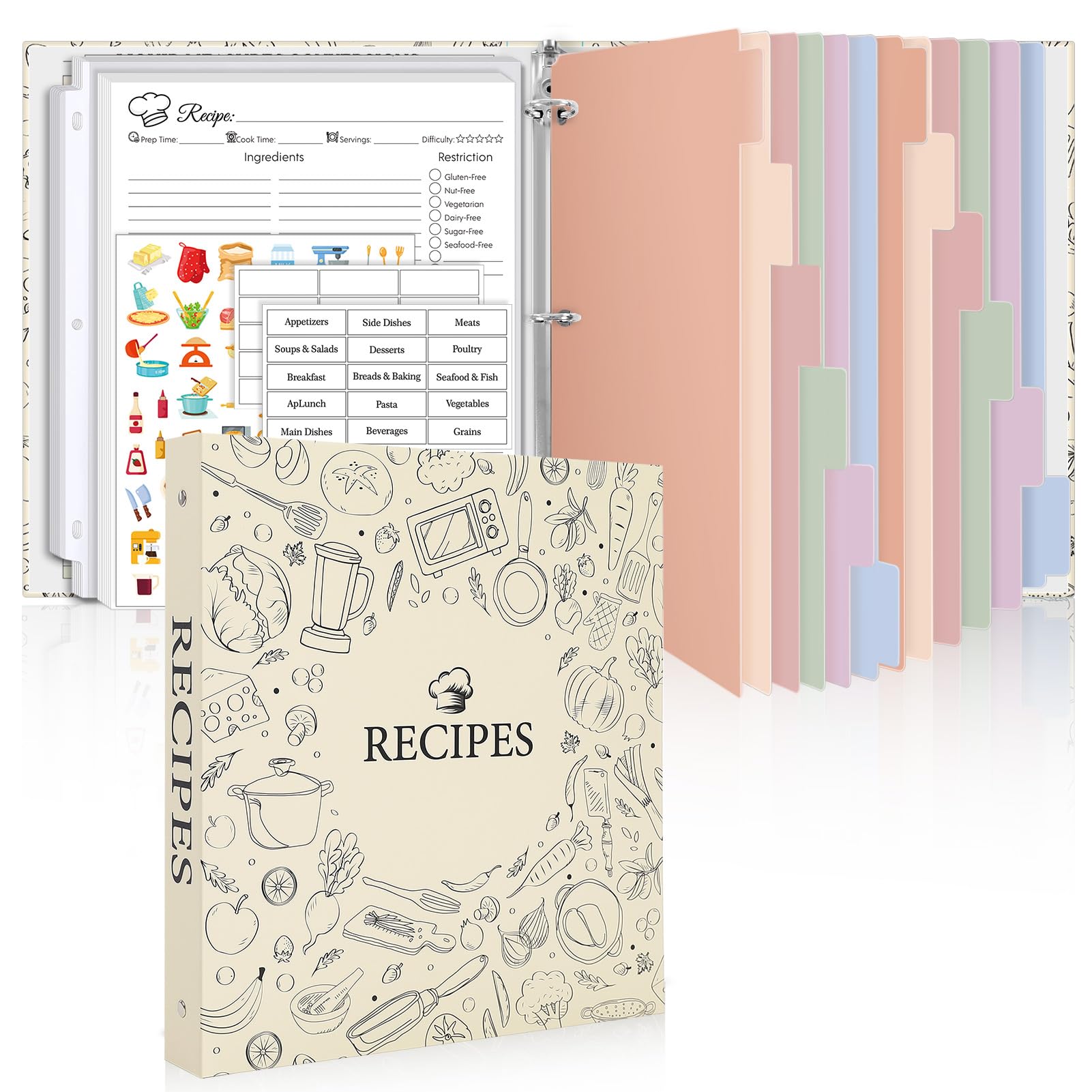 Skydue Recipe Binder cover protects cherished recipes with durable, stylish protection.