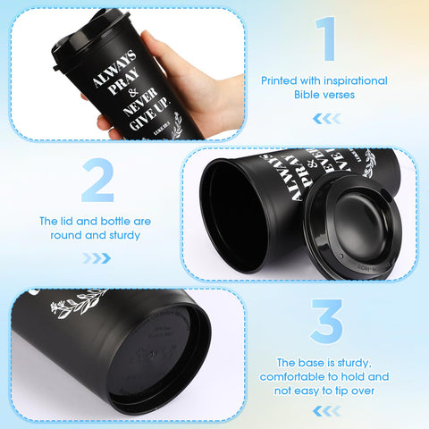 Skylety 16oz plastic coffee cup display highlights sturdy material and portability.