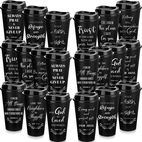 Skylety 20-pack Bible verse tumblers with lids, ideal for daily coffee on the go.