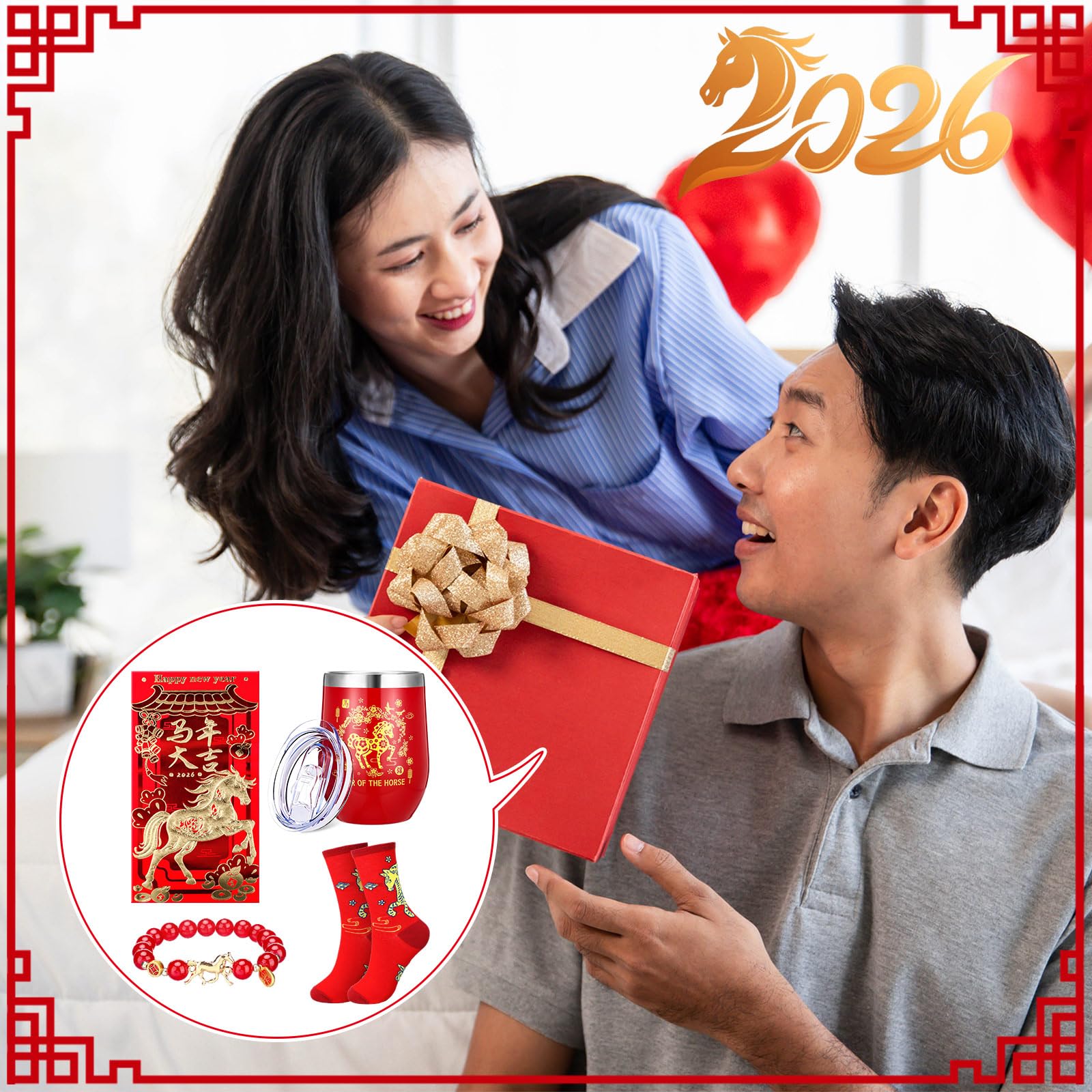 Skylety Chinese New Year gift box with horse design.