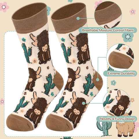 Skylety Highland Cow socks with playful design for cozy outfits