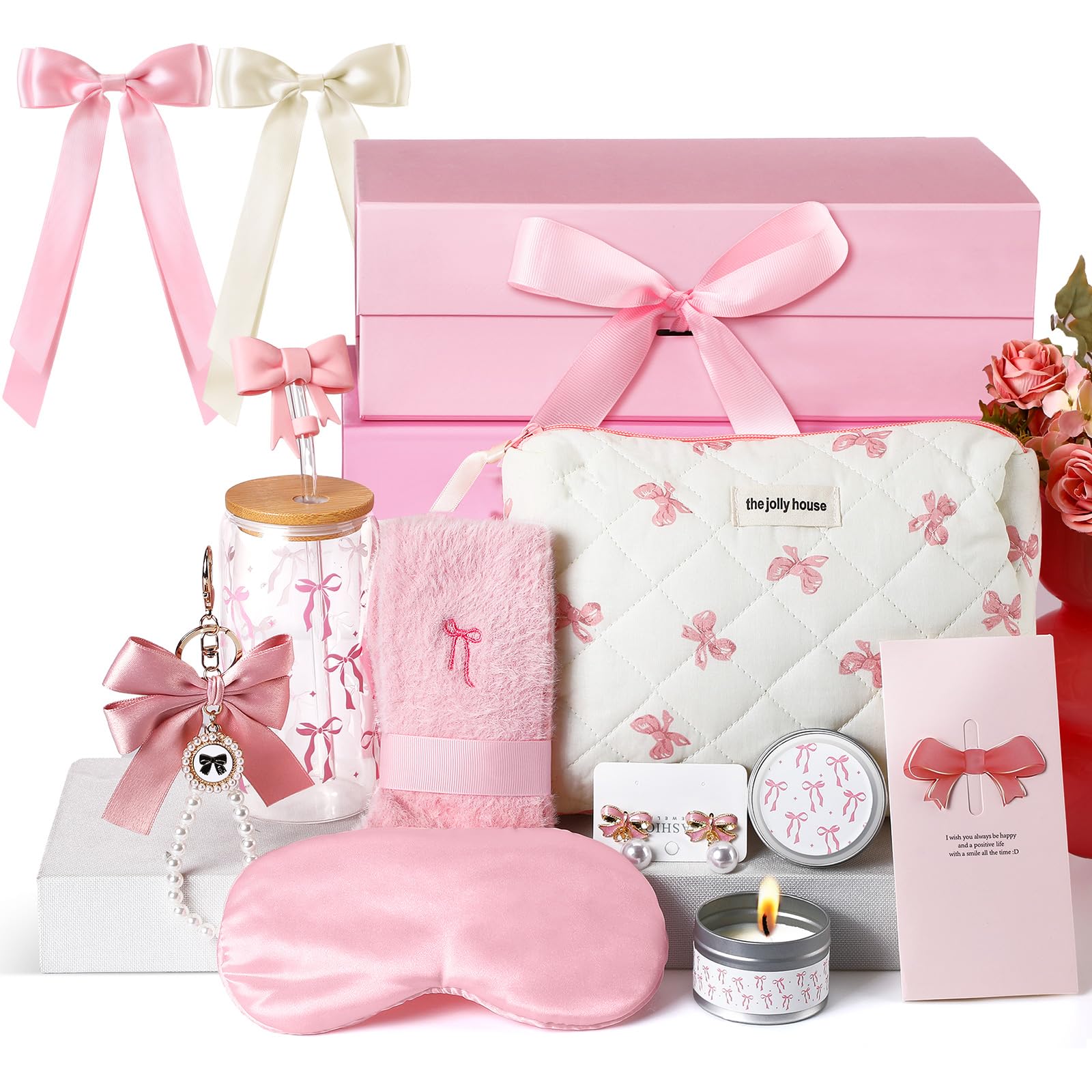 Skylety glass cup with pink bow for everyday beverages and elegant moments