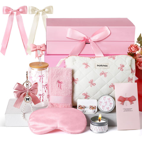 Skylety glass cup with pink bow for everyday beverages and elegant moments
