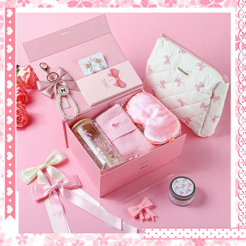 Skylety two pink bow hair ropes for chic hairstyles