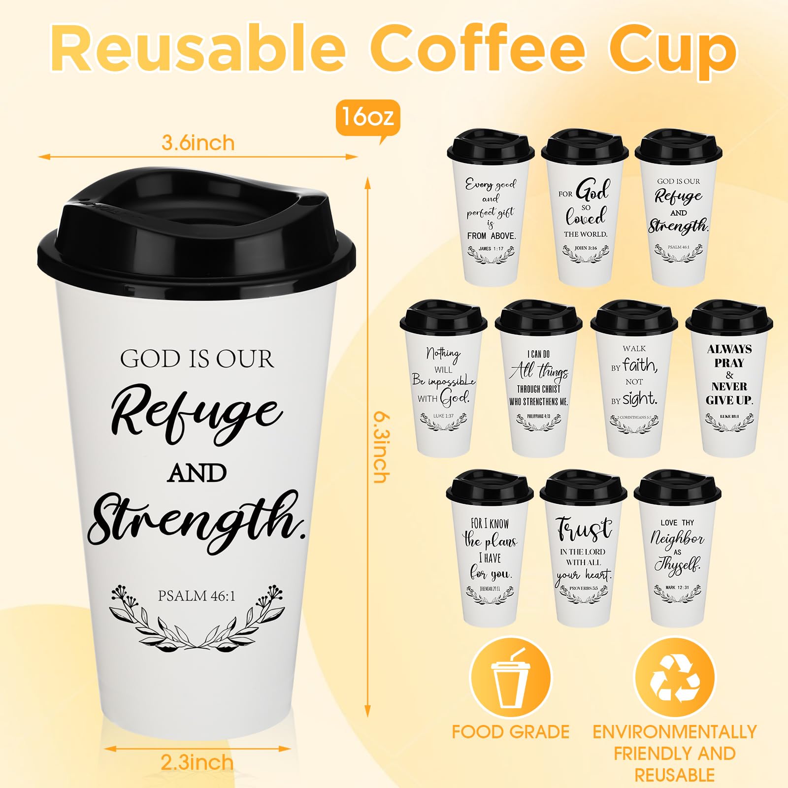 Skylety plastic cups with lids, 16 oz, spill-resistant design for on-the-go drinks