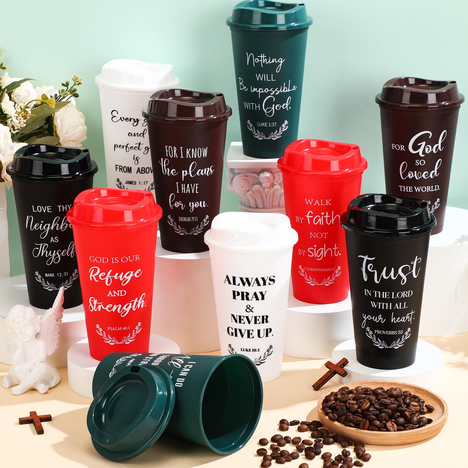 Skylety spill-resistant lid on a 16oz tumbler for portable use.