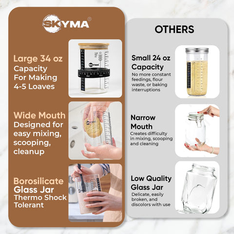 SKYMA borosilicate glass jar resists cracking during temperature changes.
