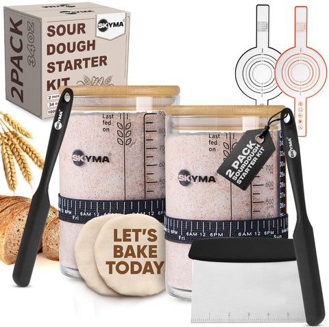 SKYMA Sourdough Starter Jar 34 oz helps monitor fermentation visually.