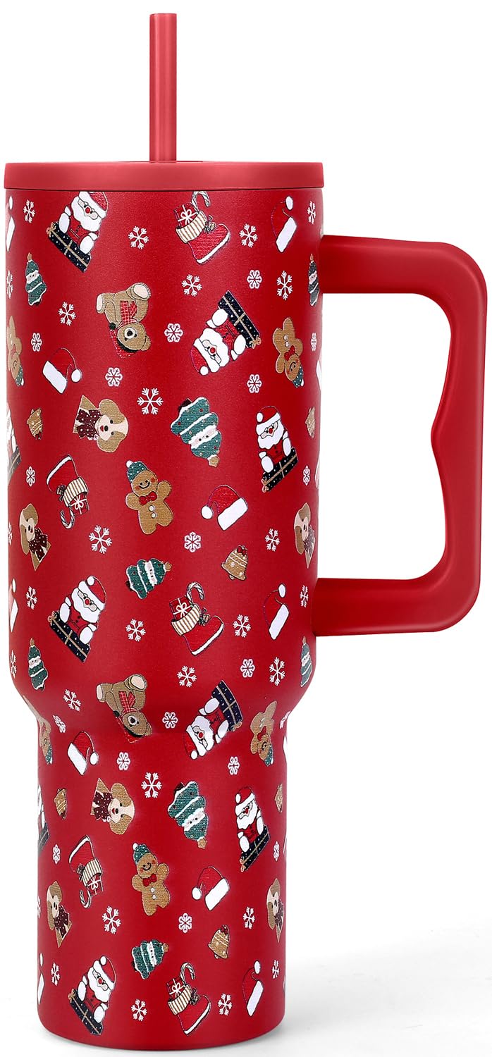 Skywerc Christmas tumbler with Santa design keeps drinks festive for holiday gatherings.