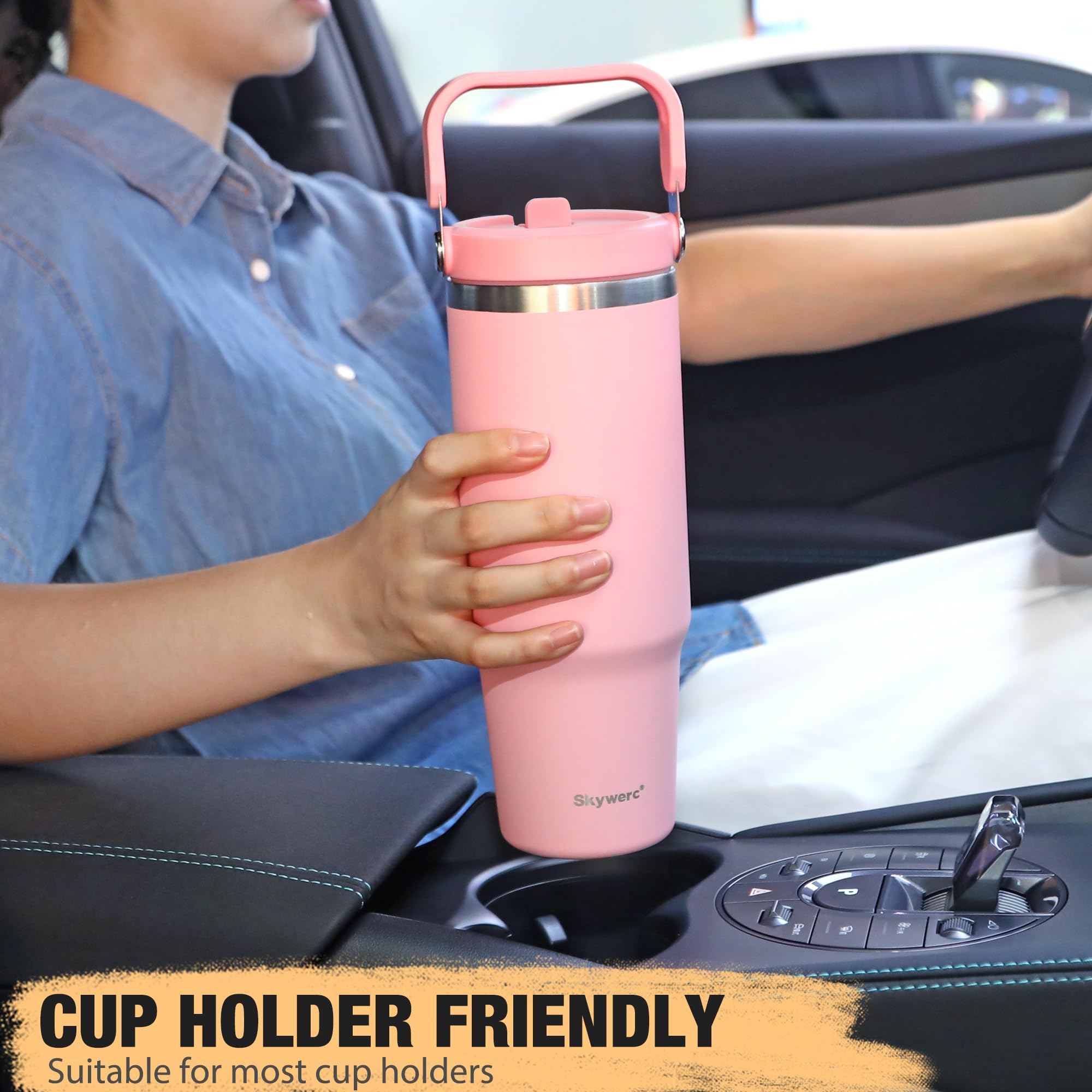 Skywerc stainless steel bottle emphasizes durable, BPA-free construction.