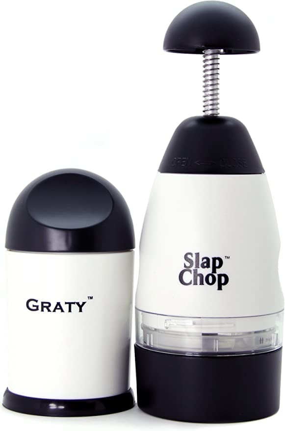 Slap Chop Graty grater attachment ready to grate cheese and vegetables.