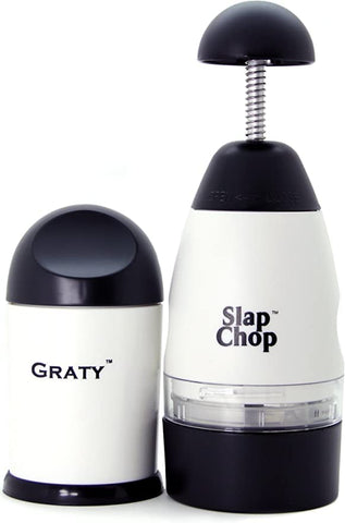 Slap Chop Graty grater attachment ready to grate cheese and vegetables.