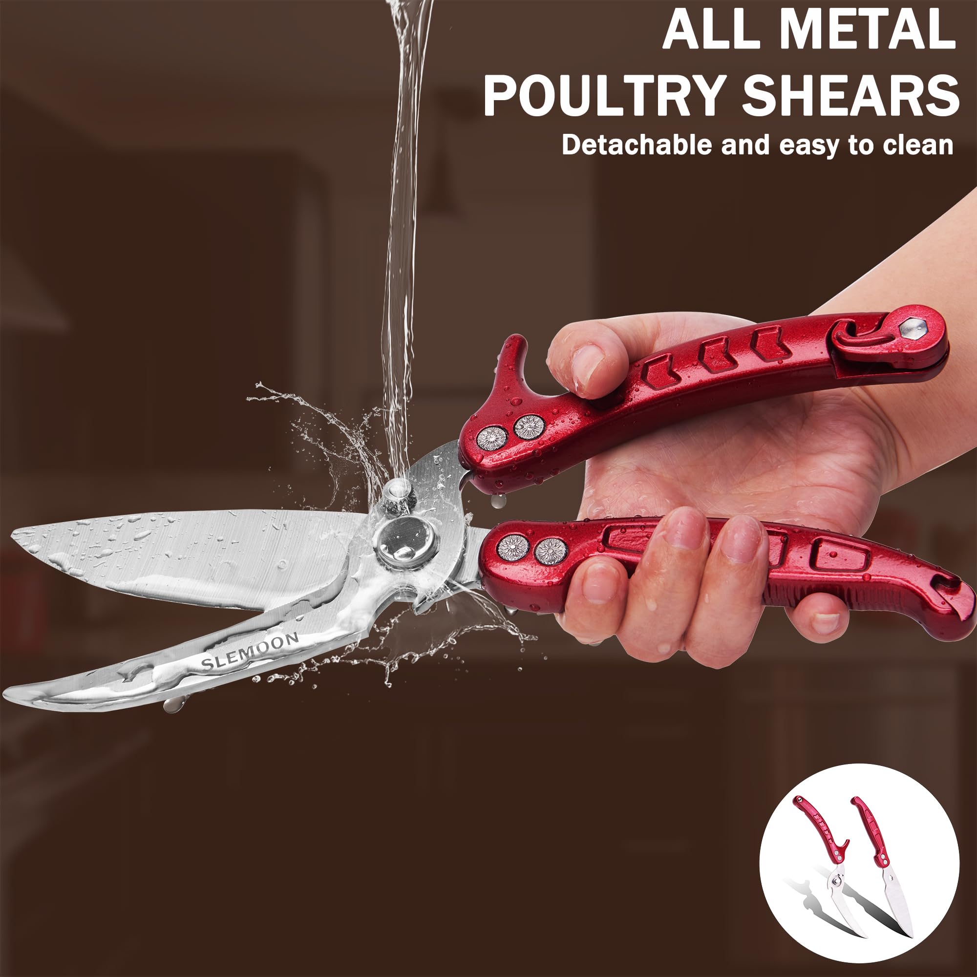 SLEMOON kitchen scissors are dishwasher-safe for easy cleanup.