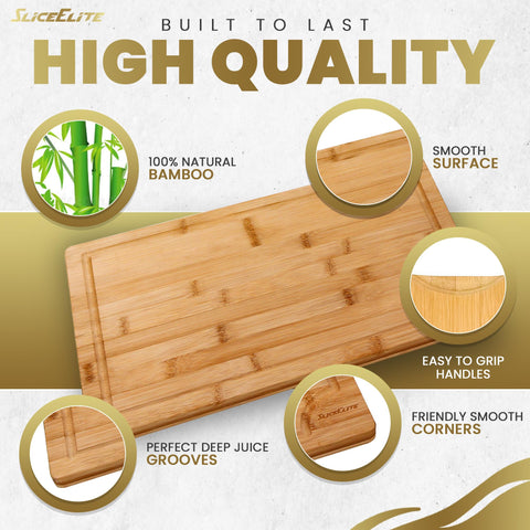SliceElite bamboo boards are dishwasher safe for quick cleanup.