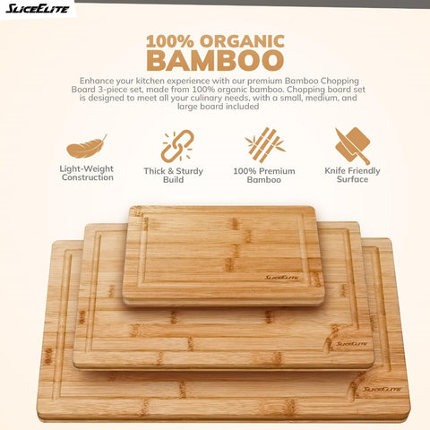 SliceElite bamboo board provides a knife-friendly surface to protect blades.