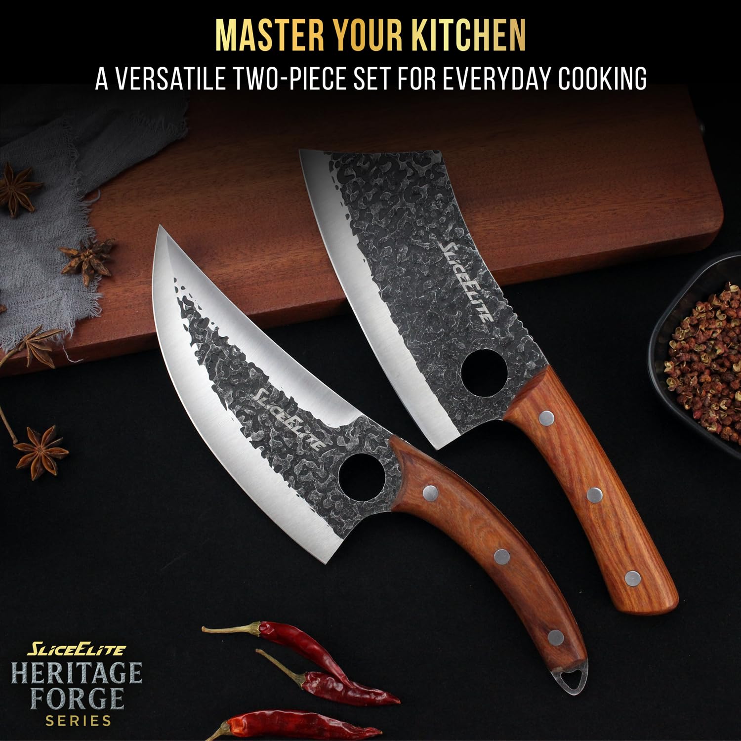 SliceElite sandalwood handles ergonomic grip supports comfortable, controlled cutting.