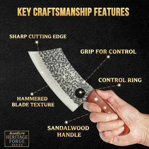 SliceElite ergonomic grip on sandalwood handle for control