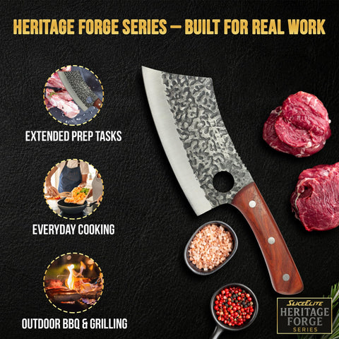 SliceElite cleaver with non-stick blackened finish for smoother slicing