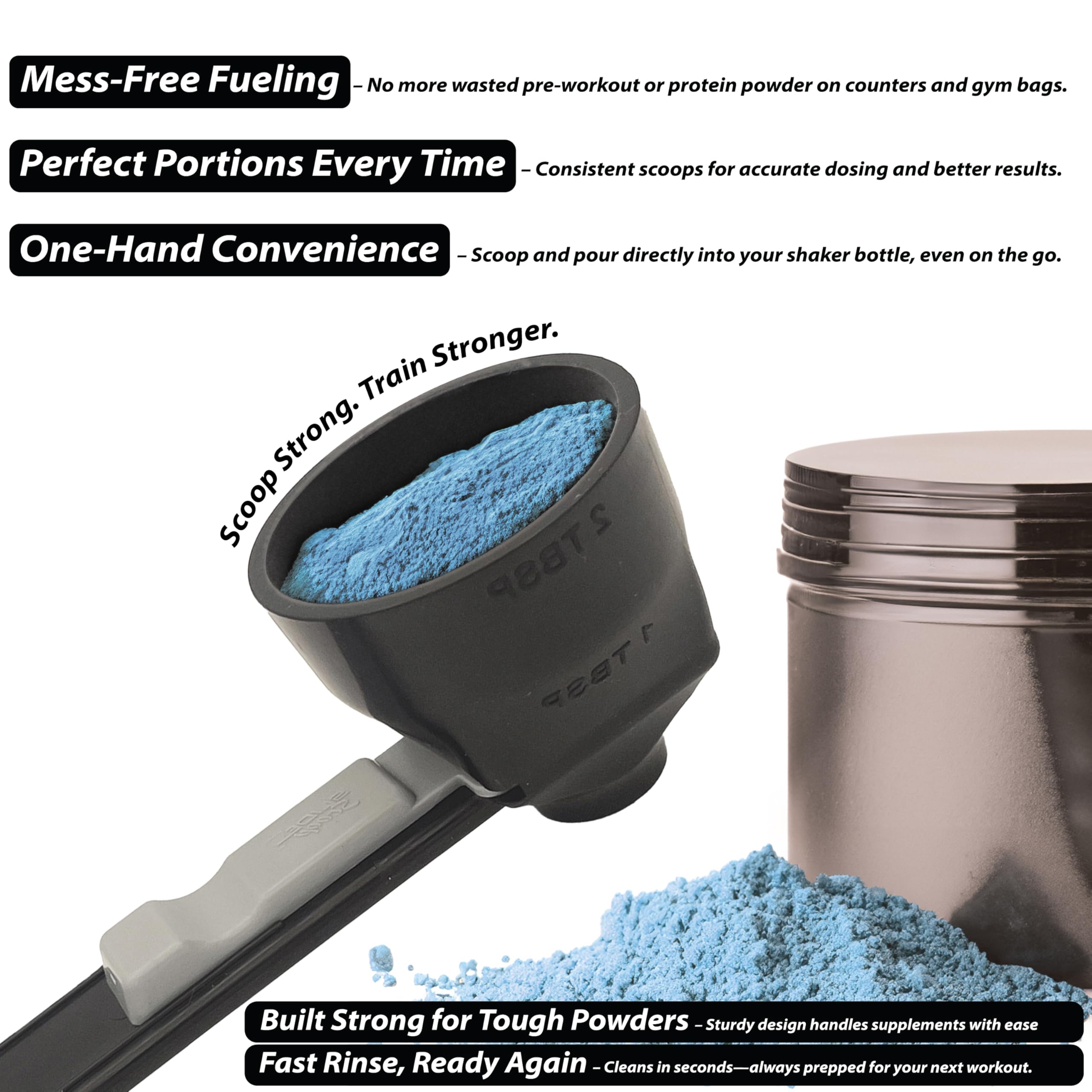 Slide Scoop long-handle design enabling easy one-handed use