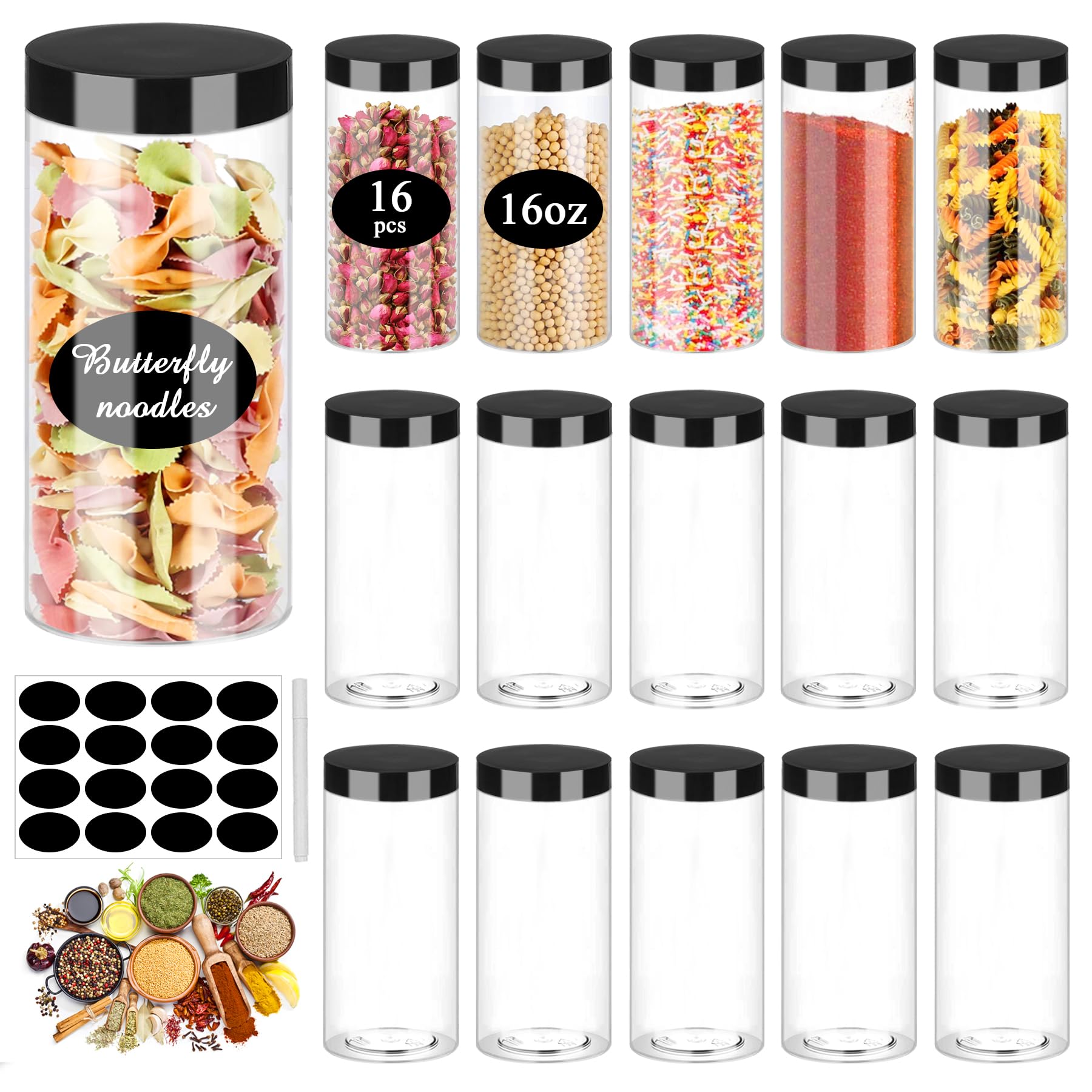 SLifeJars 16oz clear jar with lid for pantry storage and easy visibility.