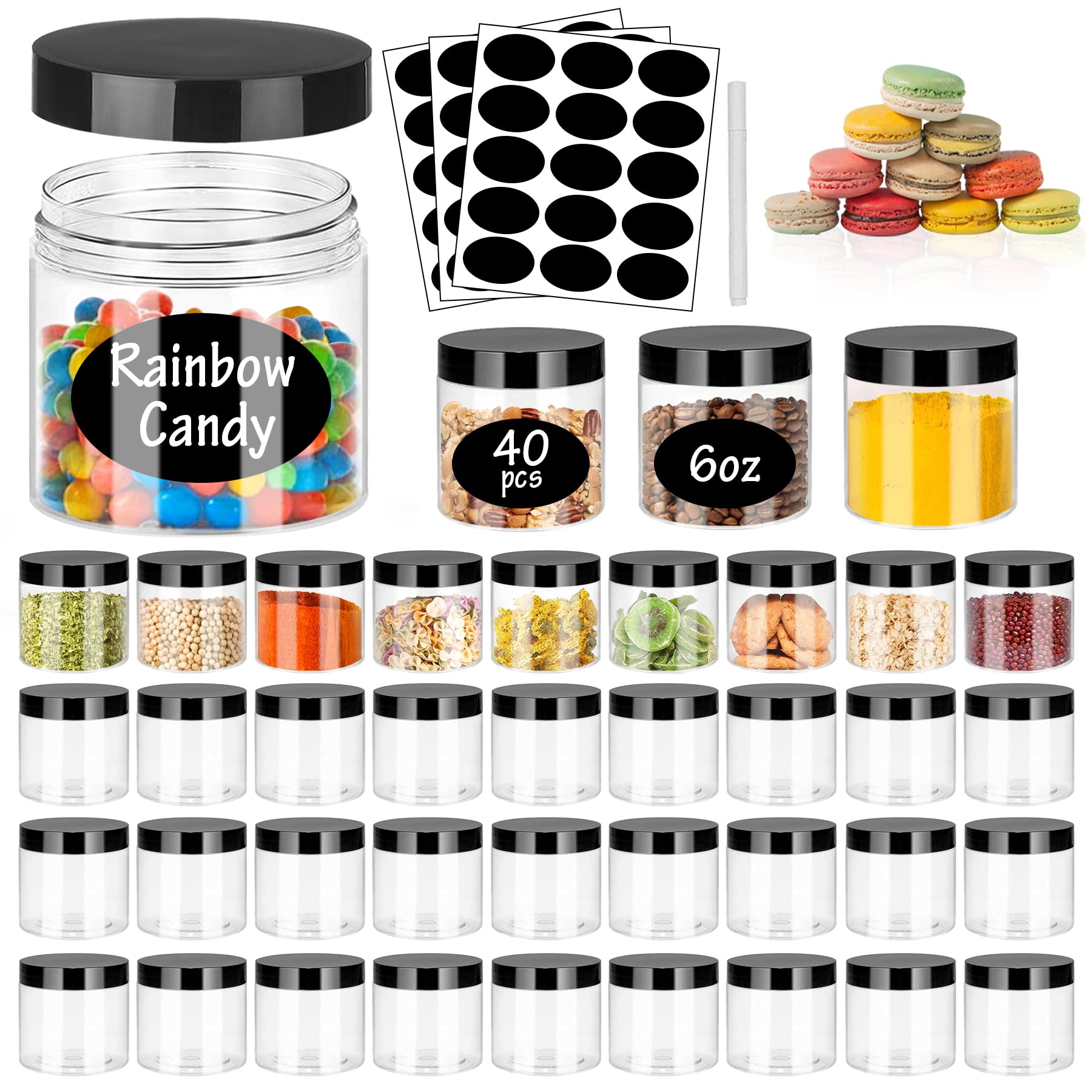 SLifeJars 6oz clear jar with black lid showing airtight design for pantry storage
