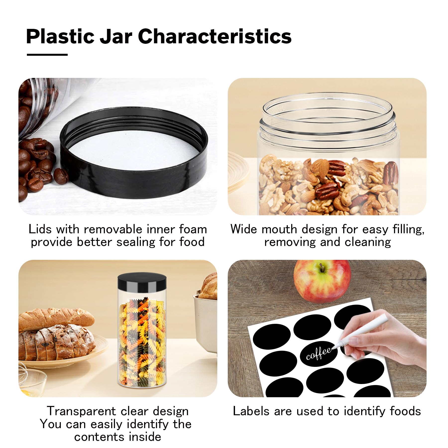 SLifeJars airtight black lid container keeps contents fresh.